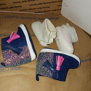 Free#with Bundle#tommy Hilfiger Baby Booties with Pink Accents